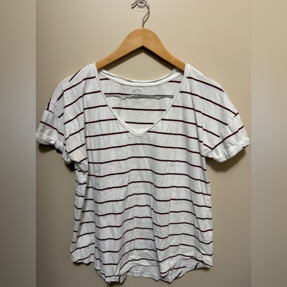 Casual White Tee with Black Stripes
